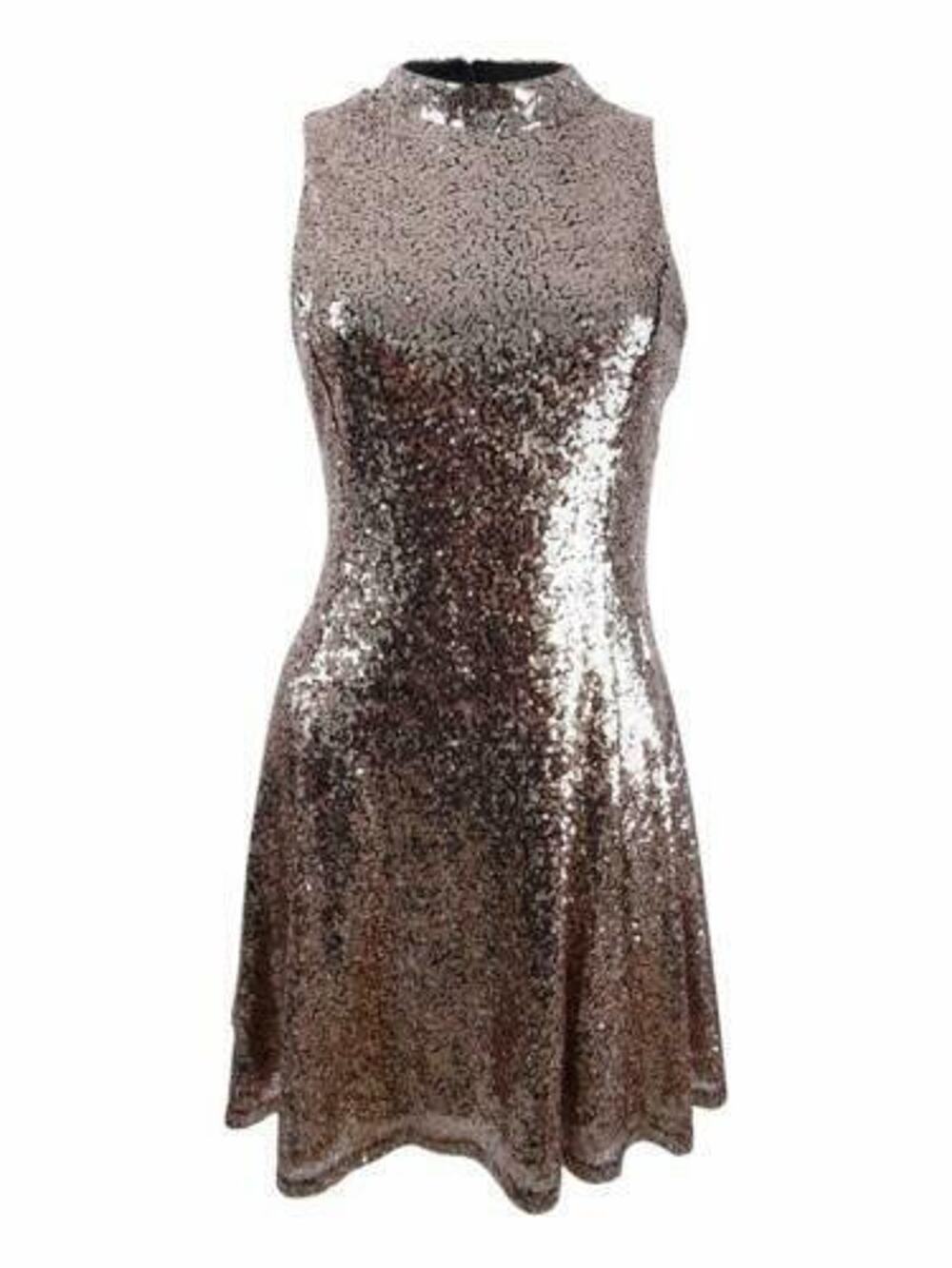 The Edit by Seventeen Juniors' Sequined Open-Back Dress (Sz 7, Gold)